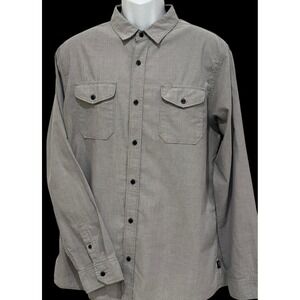 Roark Mens Shirt L Blue Chambray Flap Pockets‎ Stitching Classic Fit Button